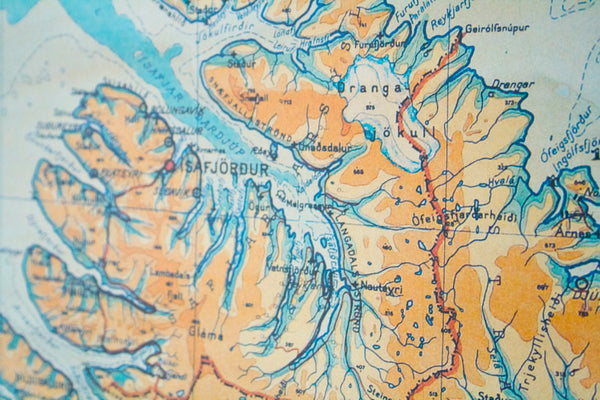 Old map of Iceland 38,5" x 27" ( 98,5 x 69,5 cm)