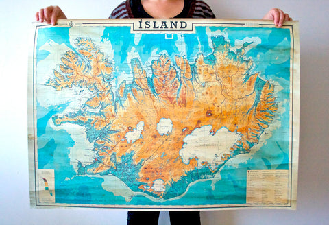 Old map of Iceland 38,5" x 27" ( 98,5 x 69,5 cm)